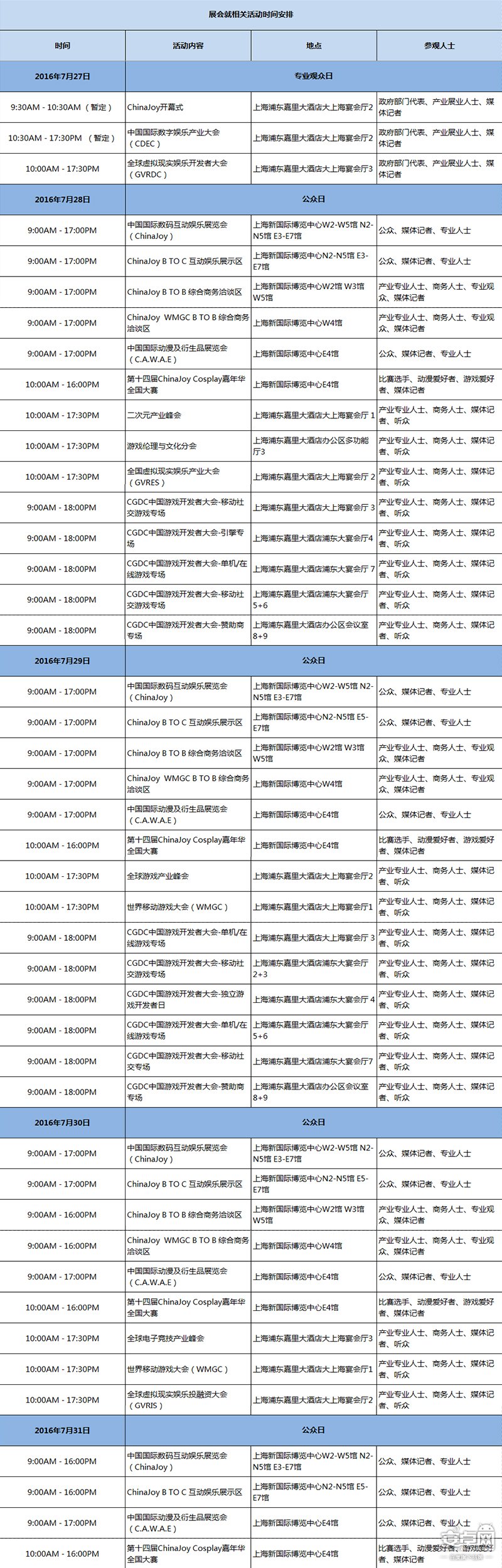 2016ChinaJoy展会就相关活动时间安排(图2)